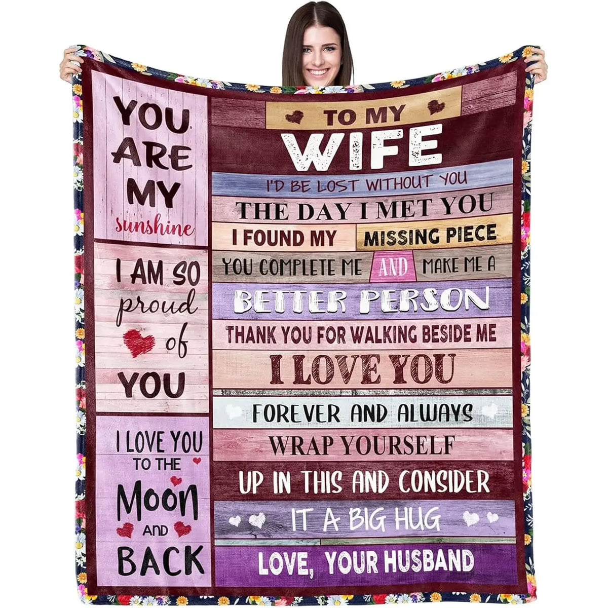 [SummerVibes] Blanket Gifts for Wife Romantic Anniversary Birthday Gifts for Wife Her I Love You Presents for Wife from Husband to My Wife Warm Gifts for Christmas Valentine's Mother's Day - View 1