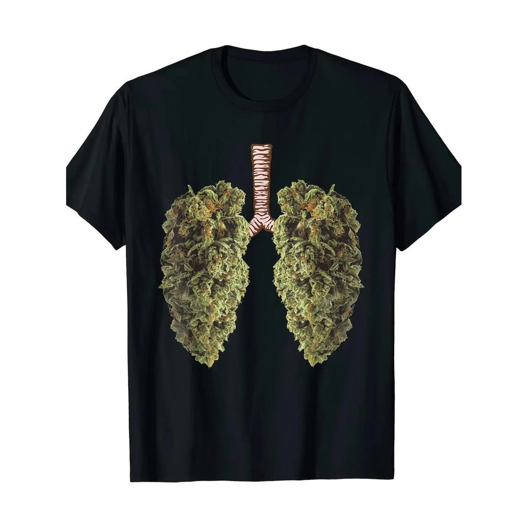 Men's Cotton Graphic Tee - Fun Weed Lung Print