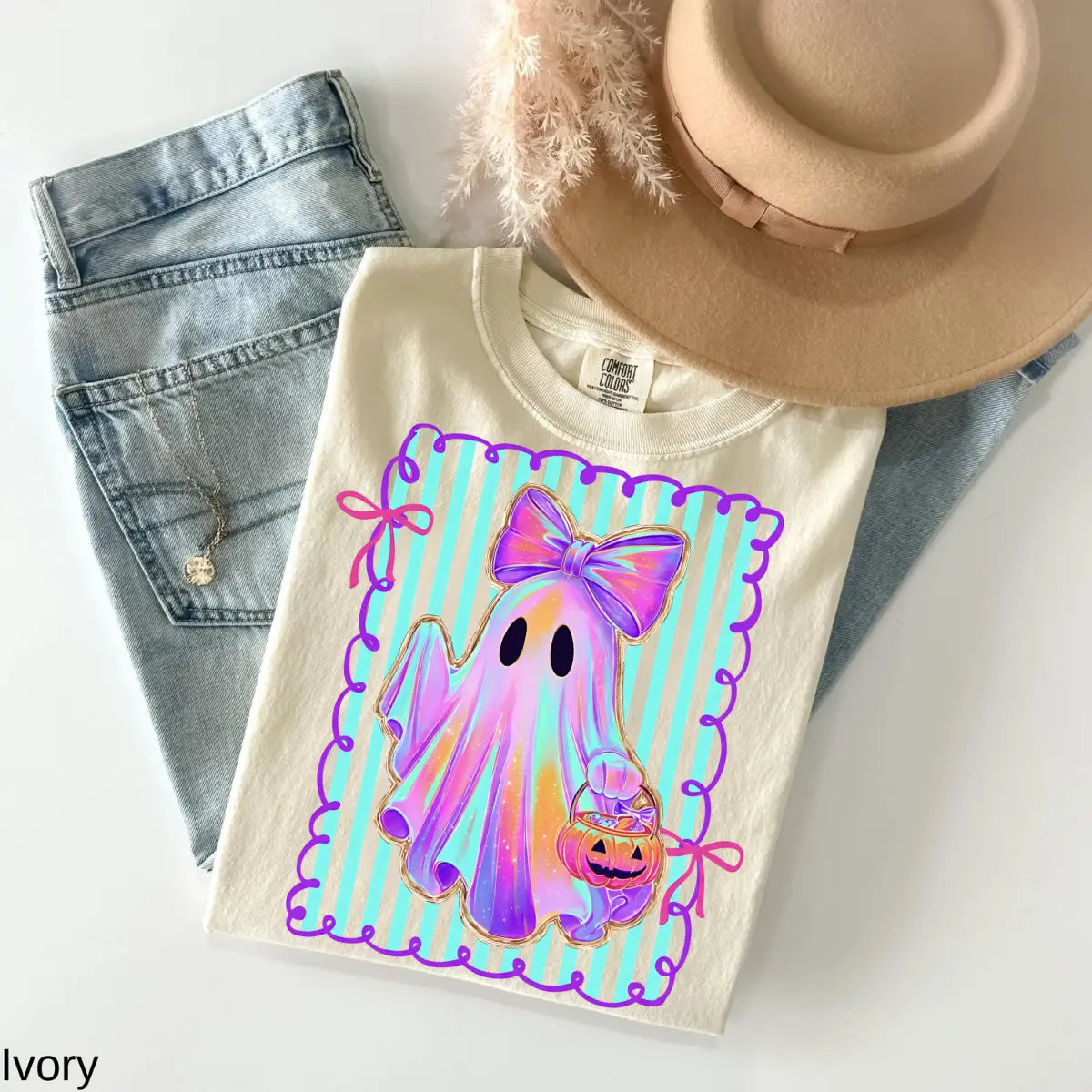 Comfort Colors Preppy Halloween Ghost Cotton Tee Unisex