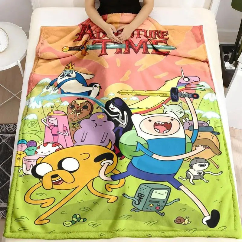 Adventure Time Cartoon Characters Flannel Blanket Large Size Ultra Soft Warm Lightweight Cozy Throw Blanket Perfect For Bed Sofa Living Room Office Camping Travel Gift Birthday Christmas For Fans Boys Teens Her - View 6