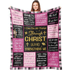 [Summer Sale Deals] Christian Bible Verse Blanket for Women Men, Inspirational Religious Gift for Him Her, 100% Polyester Flannel Blanket, One-Sided Print - View 1