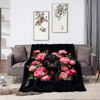 Black Panther & Pink Peony Artistic Flannel Fleece Throw Blanket - Ultra Soft, HD Print Floral Animal Design, Non-Shedding, Warm, Lightweight, Cozy for Sofa, Bed or Reading Nook, Home Decor Unique Gift, Cozy Throw Blanket - View 3