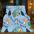 Trash Truck Cartoon Throw Blanket, Cute Boy Bear Raccoon Mouse Soft Cozy Plush Bed Blanket, Lightweight Warm Blankets for Kids Bedroom Decor, Couch Sofa Living Room, Birthday Gifts for Fans - View 4