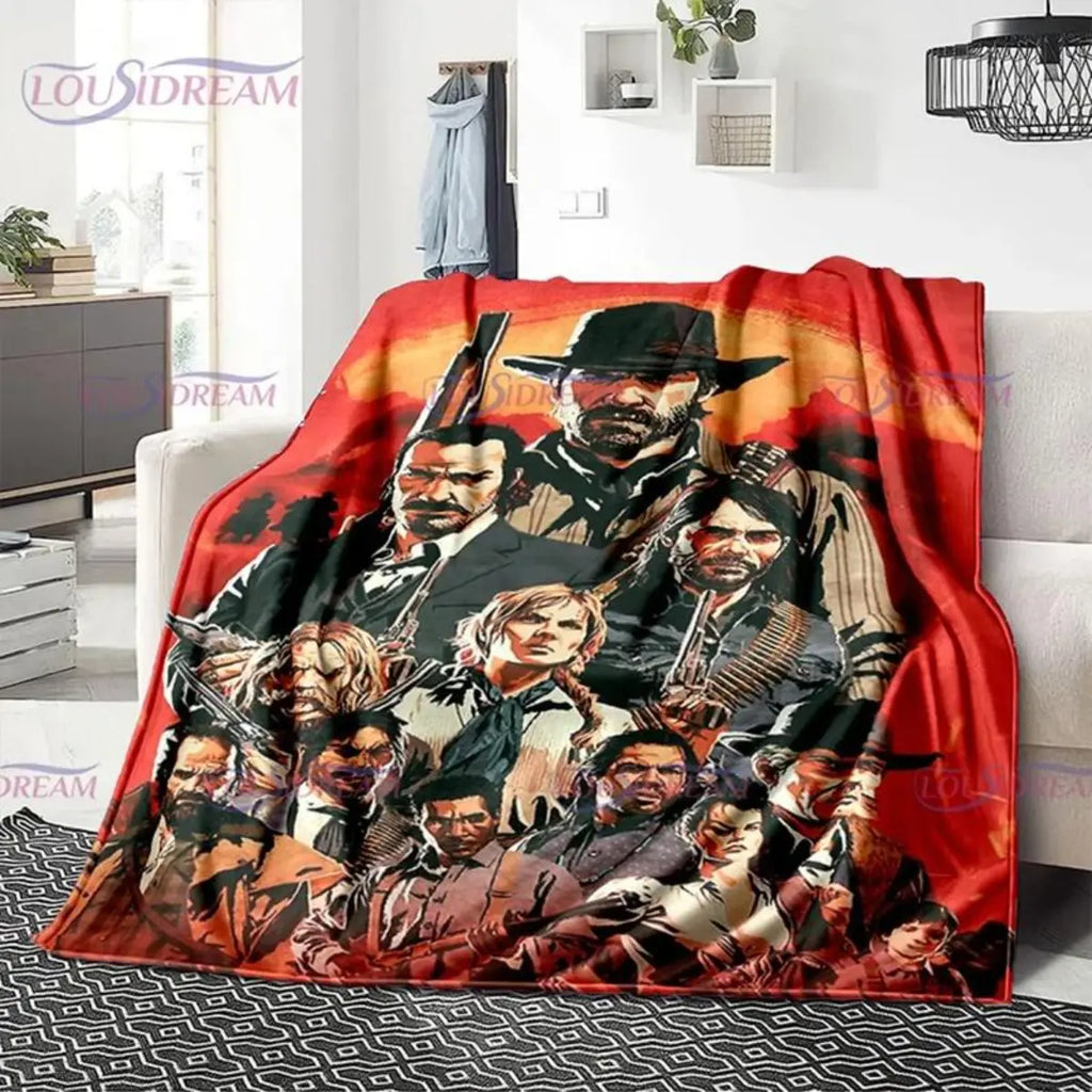 Red Dead Redemption John Marston Flannel Blanket - Premium Flannel Material Game Series Cowboy Characters Throw for Home Bedspread Decoration Mother's Day Valentine's Day Birthday Christmas Gift - View 24
