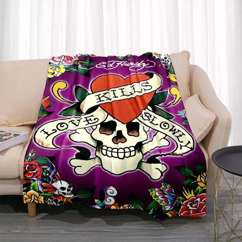 3dED- HARDY Tattoo Tiger Skull Blanket Living Room Bedroom Sofa Soft and Comfortable Warm Blanket Office Leisure Blanket - View 24