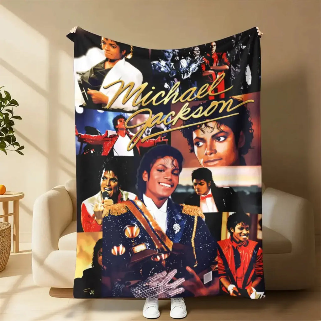 Michael Jackson MJ Music Legend Throw Blanket, Pop Singer Collage Graphic Soft Cozy Plush Bed Blanket, Lightweight Warm Blankets for Bedroom Decor, Couch Sofa Living Room, Birthday Gifts for Music Fans - View 1