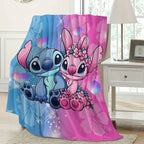[SummerVibes] DISNEY CLASSIC Stitch & Angel Flannel Blanket - Soft, Warm, Lightweight with Vibrant Cartoon Design, Sofa, Bed, Office, Blanket for Couch - View 2