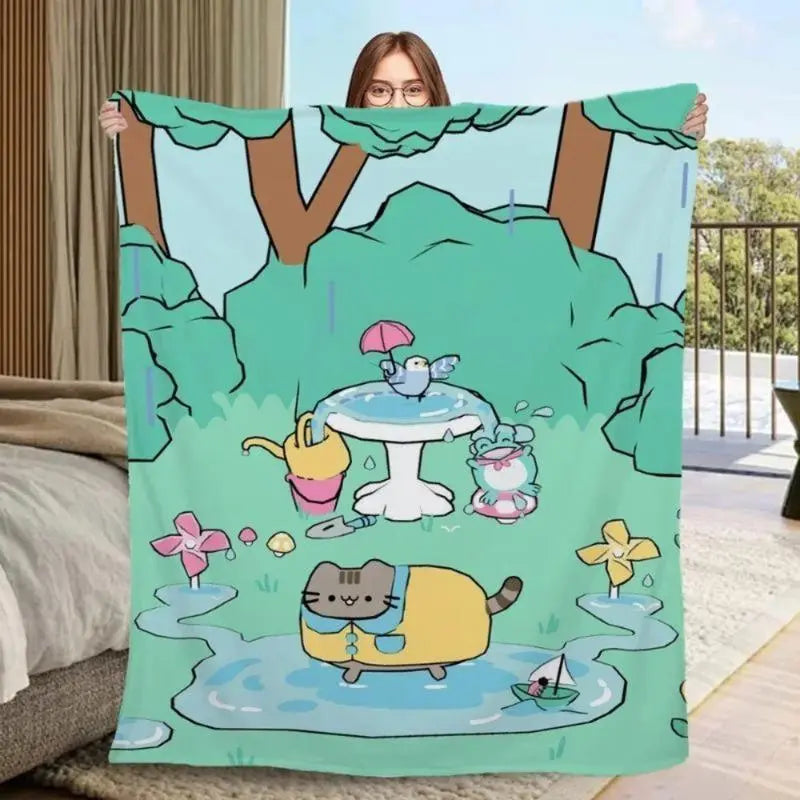 Pusheen Cat Plush Blanket Ultra Soft Flannel Fabric Adorable Kawaii Design Perfect Couples Gift For Anime Fans Cuddle Essential Cozy Nights Snuggle Companion office nap cover flannel portable throw blanket - View 12