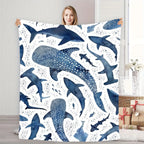 Romantic ocean style whale shark pattern warm blanket children adult nap blanket soft and comfortable suitable for all seasons - View 4
