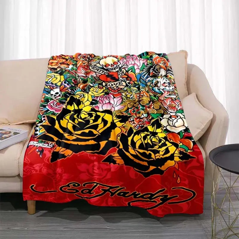 3dED- HARDY Tattoo Tiger Skull Blanket Living Room Bedroom Sofa Soft and Comfortable Warm Blanket Office Leisure Blanket - View 12