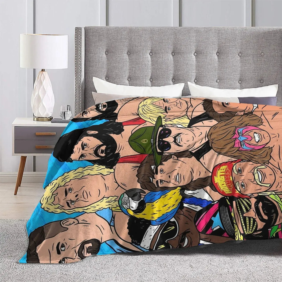 [Cozy Wrestling Flannel Blanket] Soft, Warm Wrestling-Themed Flannel Blanket - Cozy Throw for Couch, Office, Bed, Camping & Travel - Versatile All-Season Gift, Charming Anime Style Skin-friendly, lightweight and soft - View 5