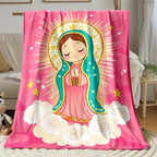 Anime Virgin Mary & Our Lady Guadalupe Design Soft Flannel Throw Blanket Soft Funny Throw Blanket Cozy Lightweight Plush Portable Cover Blanket For Sofa,Warm Gift For Birthday,Christmas,Multiple Blankets - View 1