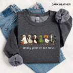 Spooky Goose on the Loose Sweatshirt, Funny Halloween Goose Graphic, Unisex Crewneck for Fall, Apparel Made In The US - Caps Apparel - View 4