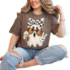 Coquette Ghost, Pumpkin Spice Ghost, Fall Coffee Ghost with Bow, Cute Halloween T-shirt