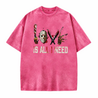 Women's Halloween Squad T-Shirt - Short-Sleeve Casual Horror Movie Graphic Top, Halloween Shirts for Women, "Love is All I Need" Novelty Scary Tee Crewneck Womenswear