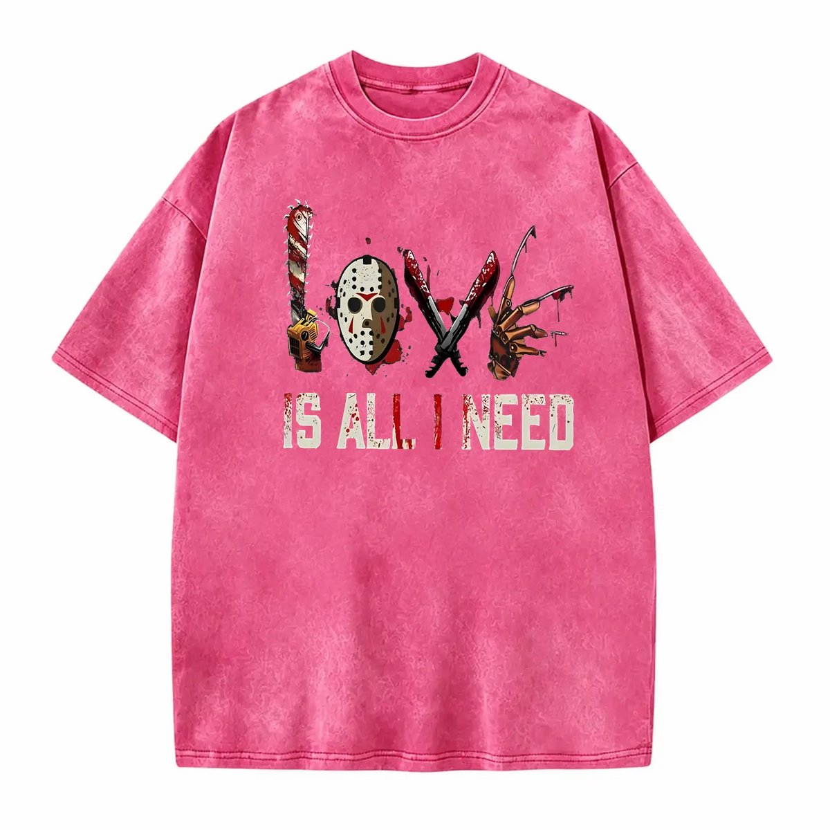 Women's Halloween Squad T-Shirt - Short-Sleeve Casual Horror Movie Graphic Top, Halloween Shirts for Women, "Love is All I Need" Novelty Scary Tee Crewneck Womenswear