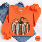 Fall Book Pumpkin Sweatshirt & T-Shirt, Cotton Blend