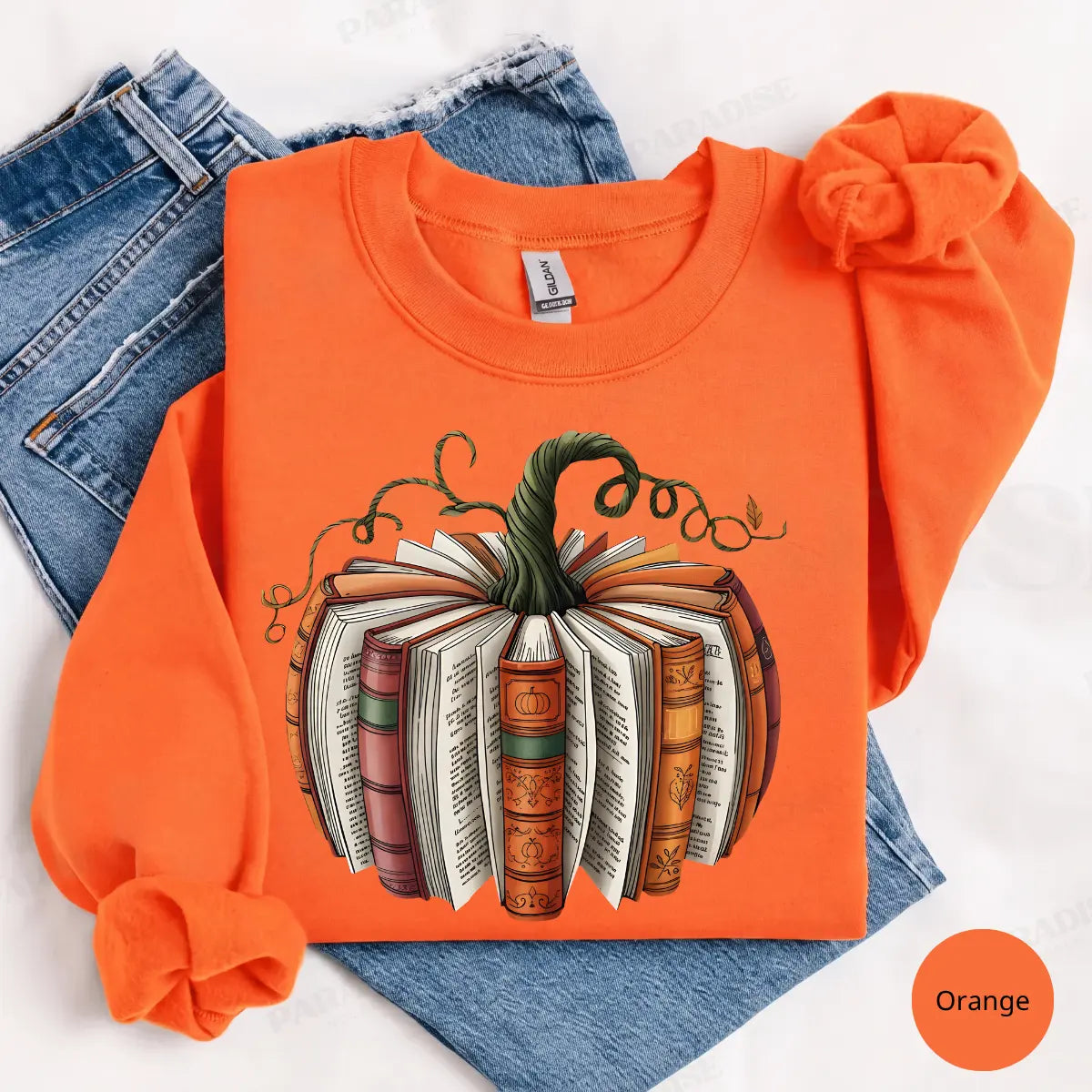 Fall Book Pumpkin Sweatshirt & T-Shirt, Cotton Blend