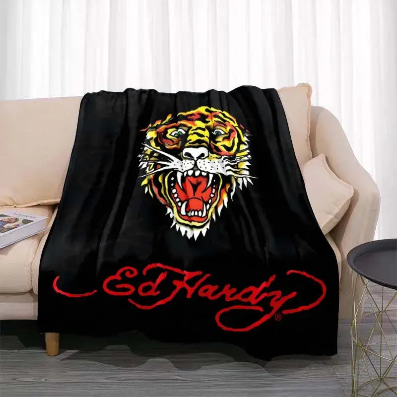 3dED- HARDY Tattoo Tiger Skull Blanket Living Room Bedroom Sofa Soft and Comfortable Warm Blanket Office Leisure Blanket - View 15