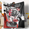 Scream Movie Ghostface Killer Graphic Flannel Blanket - UltraSoft, Anti-Pilling, Compact Size for Travel, Folds Flat Saves Space, Halloween Decor, Spooky Gift Idea, Scream Graphic Sparks Chills - View 1