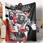 Scream Movie Ghostface Killer Graphic Flannel Blanket - UltraSoft, Anti-Pilling, Compact Size for Travel, Folds Flat Saves Space, Halloween Decor, Spooky Gift Idea, Scream Graphic Sparks Chills - View 1