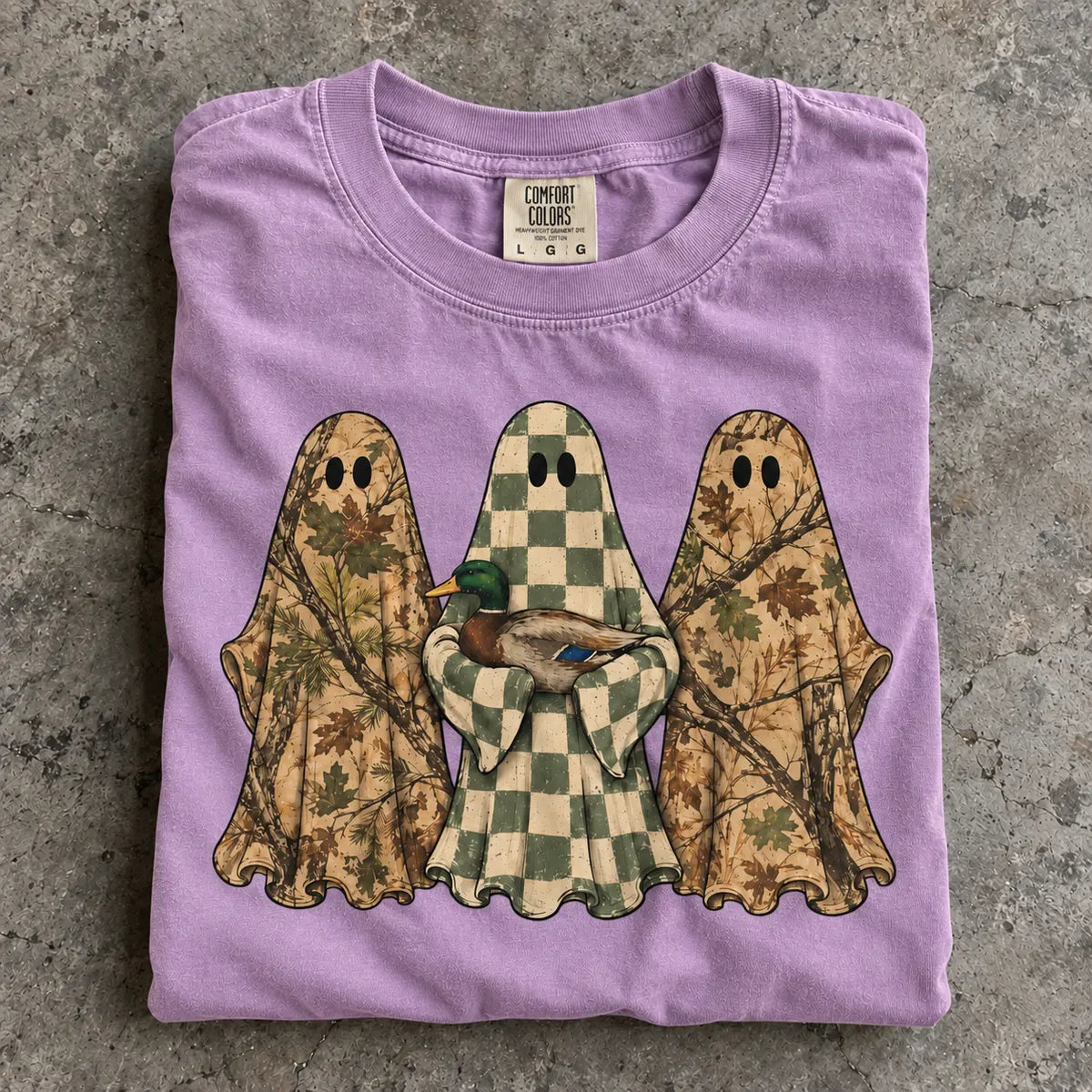 Hunting Season Ghosts Comfort Colors Camo Mallard Tee