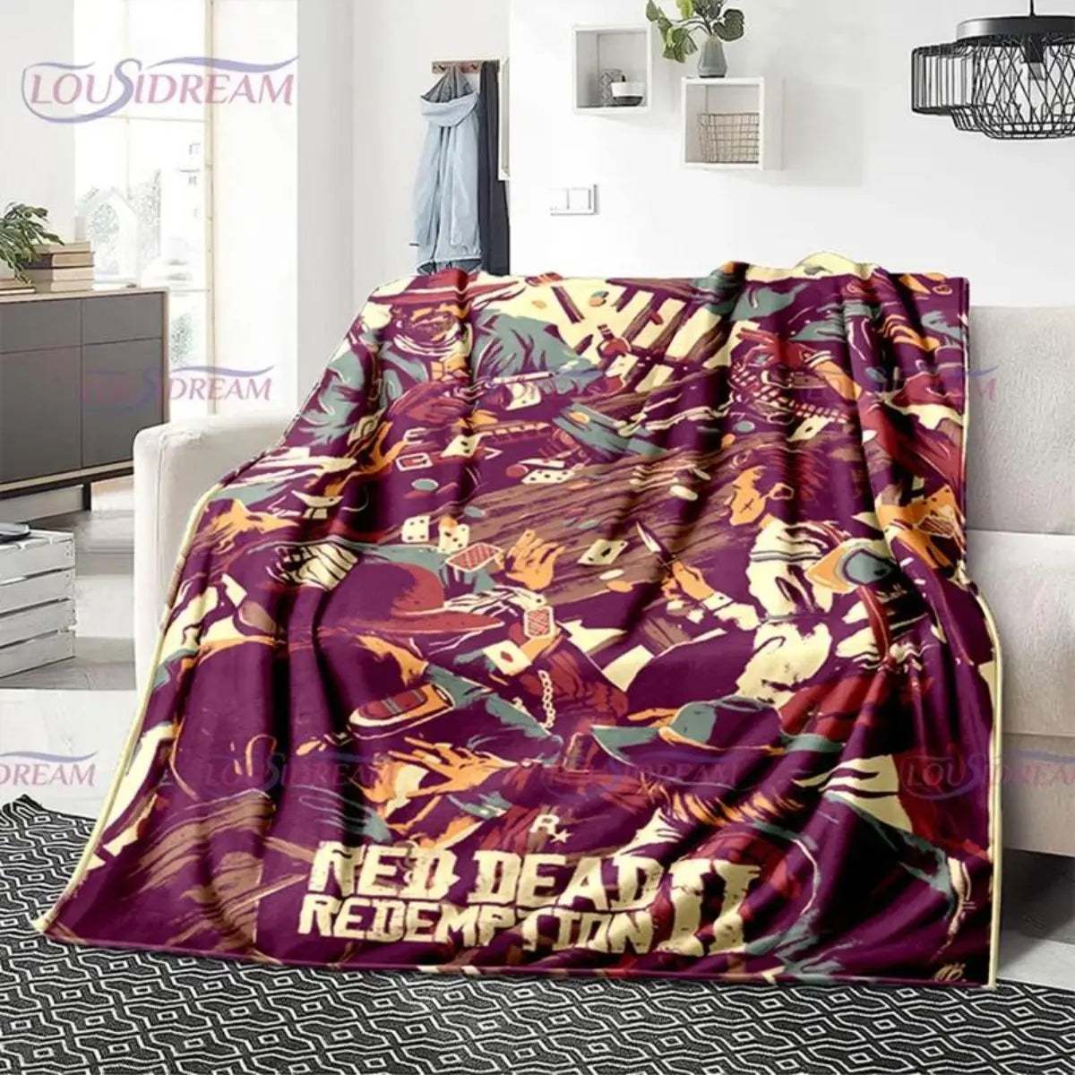 Red Dead Redemption John Marston Flannel Blanket - Premium Flannel Material Game Series Cowboy Characters Throw for Home Bedspread Decoration Mother's Day Valentine's Day Birthday Christmas Gift - View 14