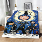Coraline Cartoon Character Print Soft Flannel Blanket - Home & Travel Use Bed Throw, Ideal Holiday Christmas Birthday Gift for Teens & Children, General Use for Adults, Sohochic Flannel Blankets - View 2