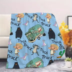 Trash Truck Cartoon Throw Blanket, Cute Boy Bear Raccoon Mouse Soft Cozy Plush Bed Blanket, Lightweight Warm Blankets for Kids Bedroom Decor, Couch Sofa Living Room, Birthday Gifts for Fans - View 1