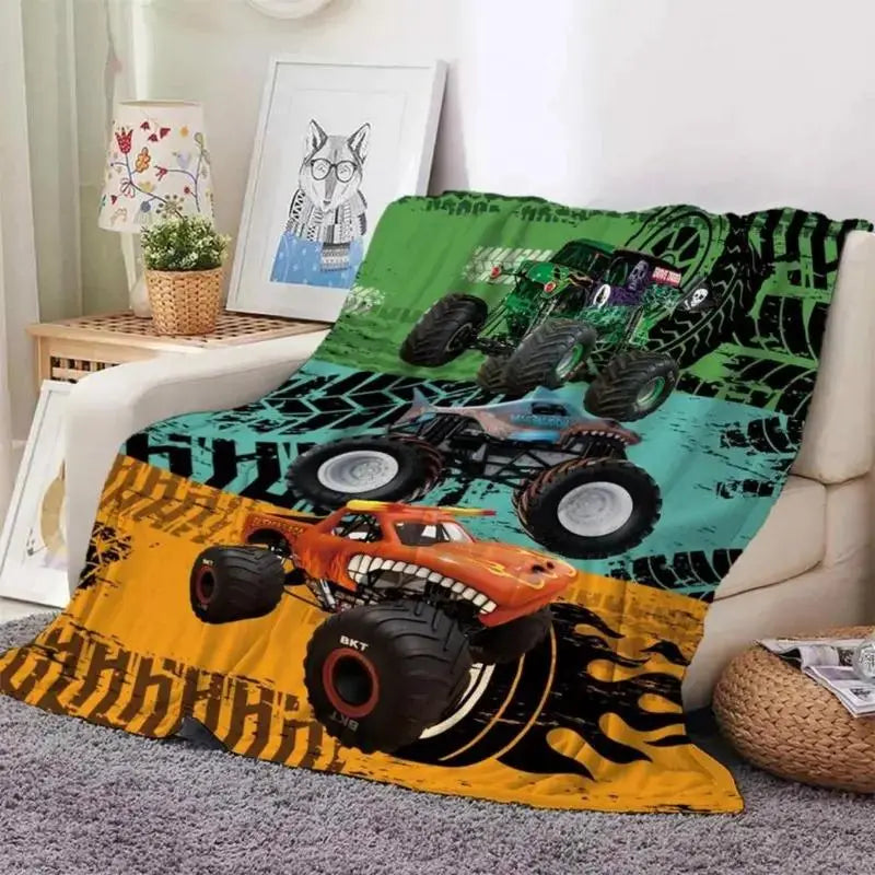 Soft Funny Throw Blanket M-Monster Jam Flannel Blanket - Soft and comfortable, with fashionable print design, suitable for daily use and gift giving (birthdays, Christmas, Thanksgiving) B-4 - View 9