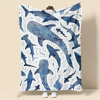 Romantic ocean style whale shark pattern warm blanket children adult nap blanket soft and comfortable suitable for all seasons - View 1