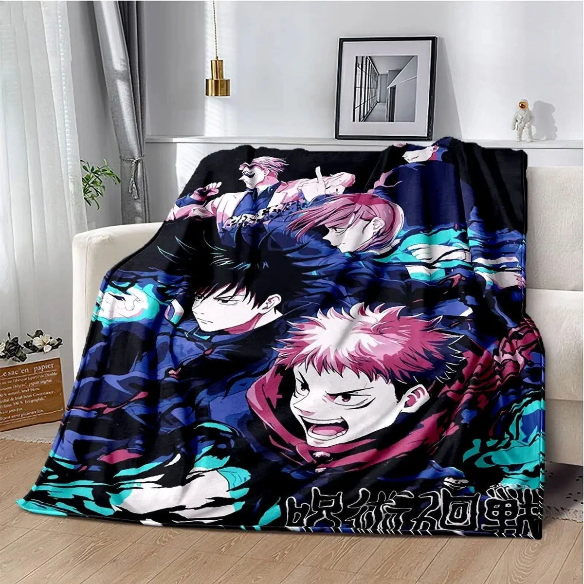 Cartoon Anime Jujutsu Kaisen Throws Blanket Super Soft Featuring Yuji,Megumi,obara and Satoru Gojo Blanket for Travel Beding Bed - View 26