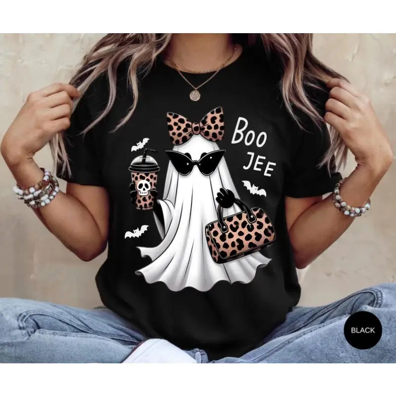 Comfort Colors Boo-Jee Ghost Shirt Leopard Ghost Tee, 100% Cotton