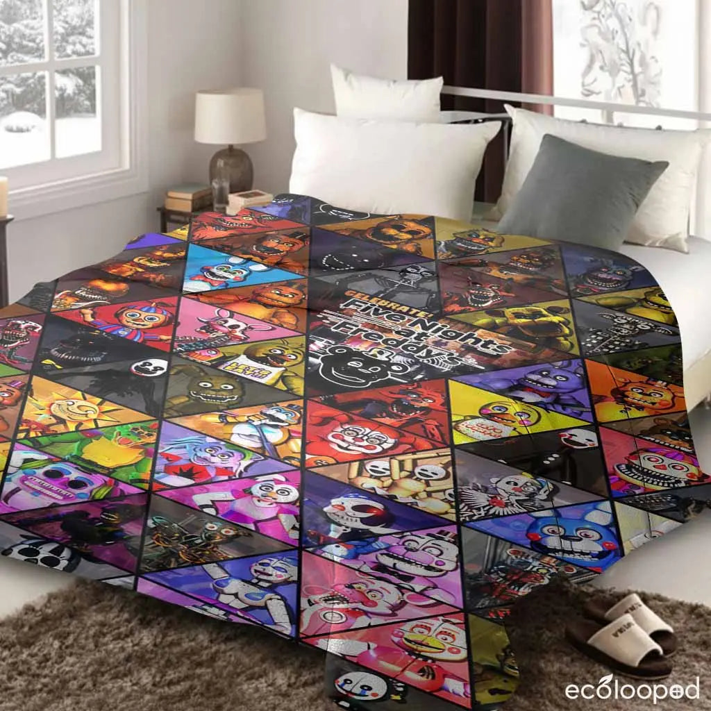 5 Nights at Freddy's (FNAF) Cartoon Character Flannel Throw Blanket - 60×80 in XL Bedding Cover, Lightweight, Cozy, Soft, Durable, Wrinkle-Resistant, Smooth Texture, Breathable, Vivid Dye, Ideal for Home/Indoor/Bedroom, Gifts, All Seasons, Halloween - View 3