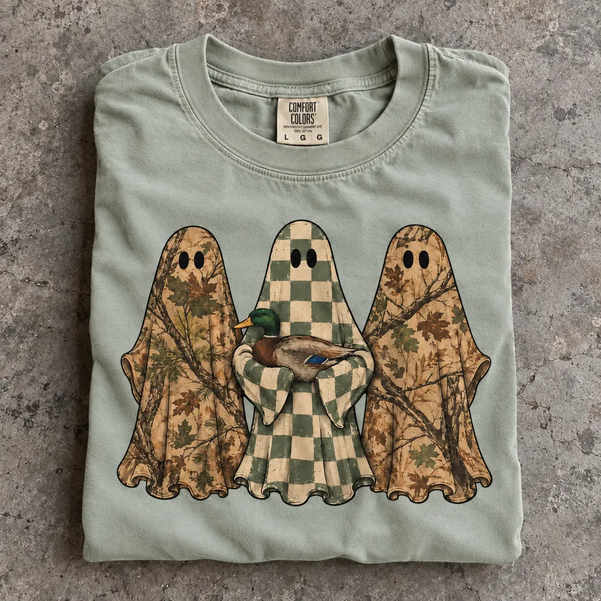 Hunting Season Ghosts Comfort Colors Camo Mallard Tee