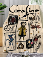 Coraline Cartoon Throw Blanket, Gothic Fantasy Girl Black Cat Soft Cozy Plush Bed Blanket, Lightweight Warm Blankets for Kids Bedroom Decor, Couch Sofa Living Room, Birthday Gifts for Fans - View 2