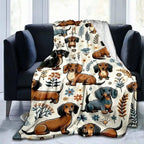 Super Soft Cute Dachshund Prints Flannel Printed 3D Blanket, As Birthday Gifts, Family, Wedding, Souvenir Blankets, Polyester Blankets Suitable For All Seasons, Washable, Machine Washable, Lightweight, Breathable, Comfortable, Warm, Unique - View 1