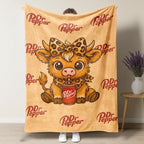Cartoon Printed Character-Themed Cute Highland Cow Pattern Throw Blanket, 100% Polyester Cute Home Textile, Soft Warm Lightweight Blanket for Home & Office Gifts - View 11