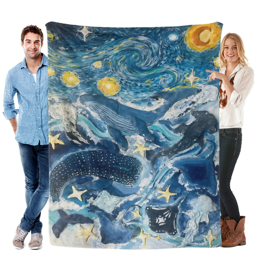 Romantic ocean style whale shark pattern warm blanket children adult nap blanket soft and comfortable suitable for all seasons - View 14