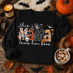 Women’s Halloween Mama Graphic Sweatshirt, Cute Pumpkin Bat & Witch Hat Crewneck Pullover, Cozy Long Sleeve Fall Top for Moms, Fun Spooky Season Shirt for Halloween Parties, Trick or Treat Nights, Weekend Wear & Autumn Gifts