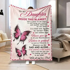 Mama&Papa Inspirational Blanket for Daughters&Son-the perfect graduation gift, birthday present, back-to-school gift, or Christmas present. Features pink butterfly embellishments and makes a lovely addition to your daughter’s bedroom. - View 26