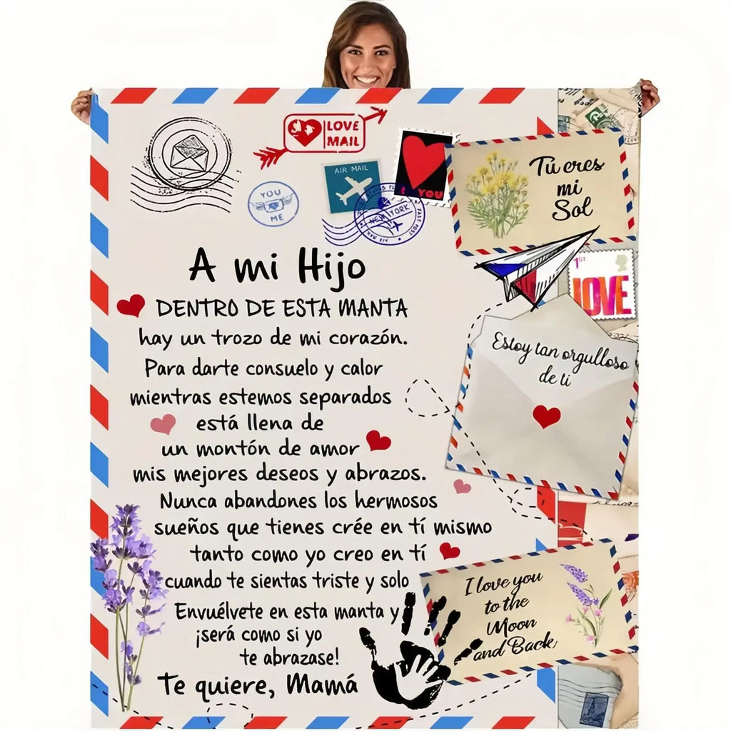 A Spanish letter: papa gives a blanket to his daughter, papa & mama give Birthday gift for son & daughter. A soft and comfortable flannel blanket, perfect for various occasions, a Valentine's Day gift.Easter Gifts for Kids - View 15