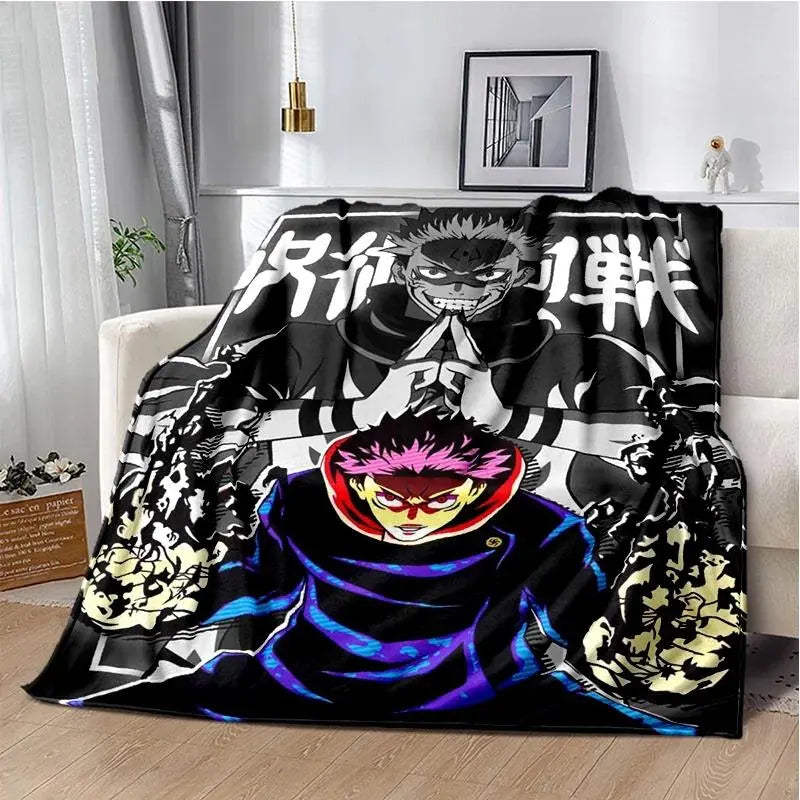 Cartoon Anime Jujutsu Kaisen Throws Blanket Super Soft Featuring Yuji,Megumi,obara and Satoru Gojo Blanket for Travel Beding Bed - View 32