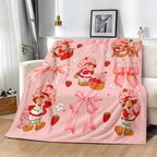 Countdown Sale! Ultra-Soft Flannel Cartoon Print Strawberry Charm Blanket - Flash Sale Home Items, Contemporary Bedroom/Sofa Bedding Throw, Teen Girl Gift, Girly Home Accessory - View 2