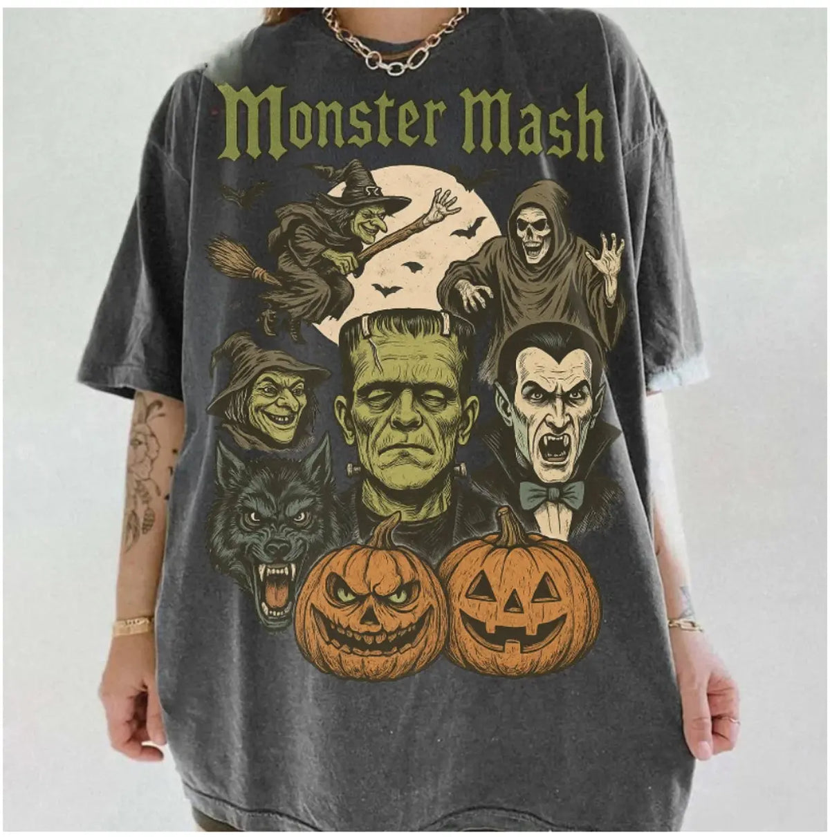 Retro Halloween Hoodie & Sweatshirt in Forest Green, Black & More - Womenswear