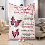 Mama&Papa Inspirational Blanket for Daughters&Son-the perfect graduation gift, birthday present, back-to-school gift, or Christmas present. Features pink butterfly embellishments and makes a lovely addition to your daughter’s bedroom. - View 27