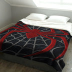 Spider Web Pattern Flannel Blanket Soft Skin Friendly Warm Cozy Throw Blanket Gothic Halloween Style Lightweight Bedding Blanket for Bed Sofa Couch Bedroom Living Room Nap Home Decor Birthday Gift - View 3