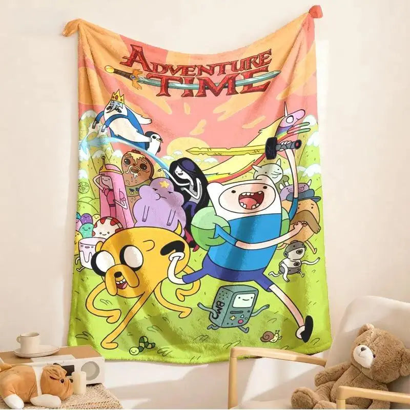 Adventure Time Cartoon Characters Flannel Blanket Large Size Ultra Soft Warm Lightweight Cozy Throw Blanket Perfect For Bed Sofa Living Room Office Camping Travel Gift Birthday Christmas For Fans Boys Teens Her - View 4