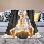 Glow Warrior Flannel Blanket - Lightning Aura Anime Print, Ultra Soft, Warm, Durable Texture, Boujee Home Accessories, Unique Room Decor, Bedroom Items for Cozy Look (Bedroom, Sofa Use) - View 4