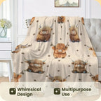 Cute Highland Cow Pattern Flannel Fleece Blanket, Soft Warm Nap Throw for Sofa & Bed, Lightweight Cozy Blanket for Home & Office, Multifunctional Fluffy Blanket, Decorative Gift #GLOBAL PICKS - View 2
